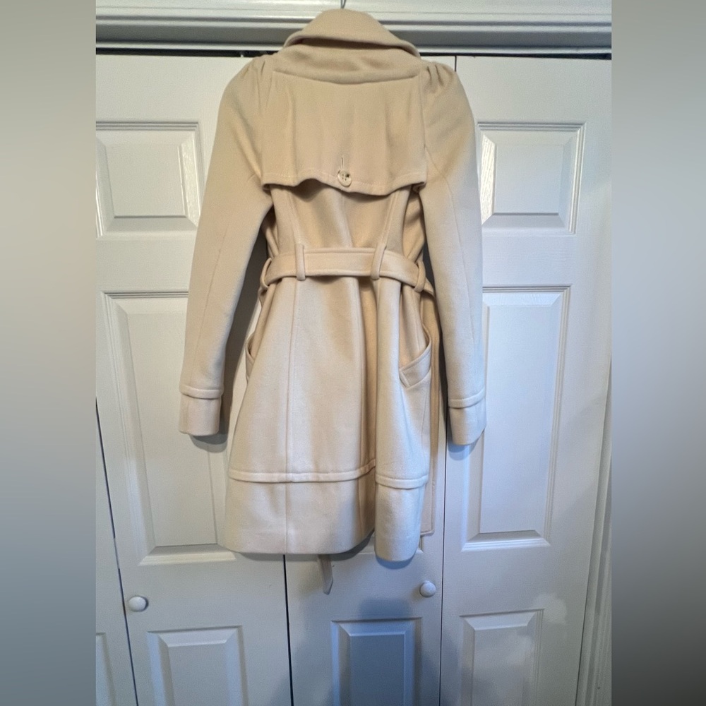 BCBG MAXAZRIA Cream Wool Blend Trench Coat —Size XS - Picture 12 of 15